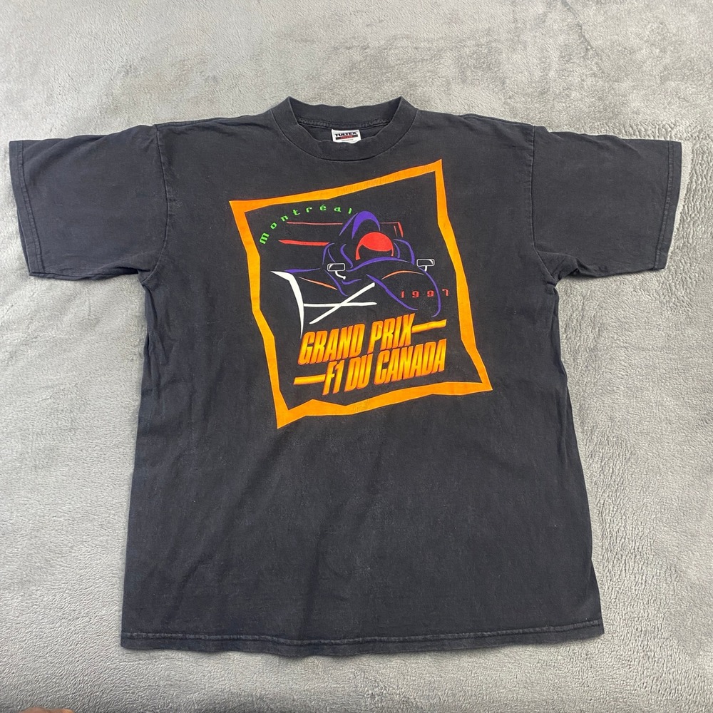 1997 Grand Prix F1 Du Canada Racing Montreal Tultex T-Shirt XL Black Graphic VTG